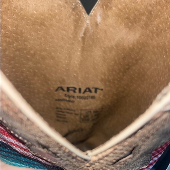 Ariat Brown Cowboy Boot with Colorful Accent Pattern - Picture 9 of 12